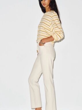 Reformation Cynthia High Rise  Straight Leg Jeans in Off-White Cream 26